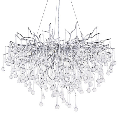Люстра с хрустальными подвесками капли серебро Droplet Silver Chandelier 15