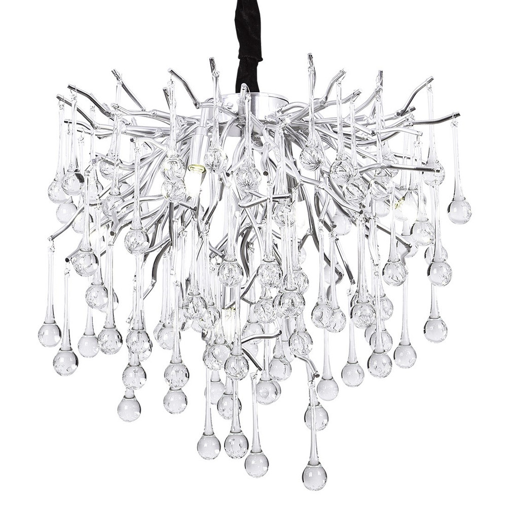 Люстра с хрустальными подвесками капли серебро Droplet Silver Chandelier 5