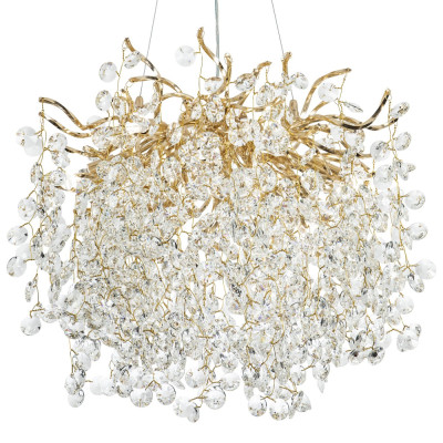 Люстра с хрустальными подвесками на металлических ветках Fairytree Light Gold Chandelier 10