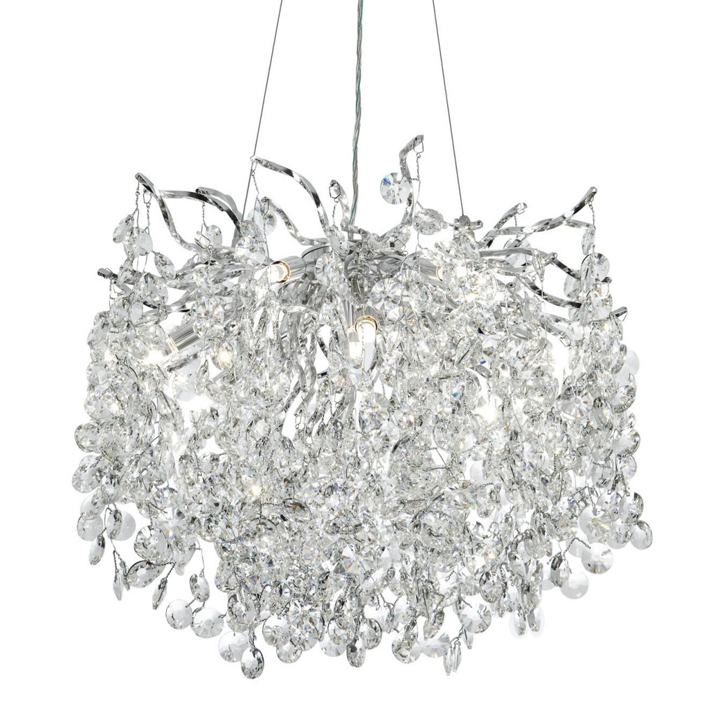 Люстра с хрустальными подвесками на металлических ветках Fairytree Light Silver Chandelier 10