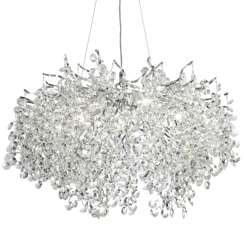 Люстра с хрустальными подвесками на металлических ветках Fairytree Light Silver Chandelier 14
