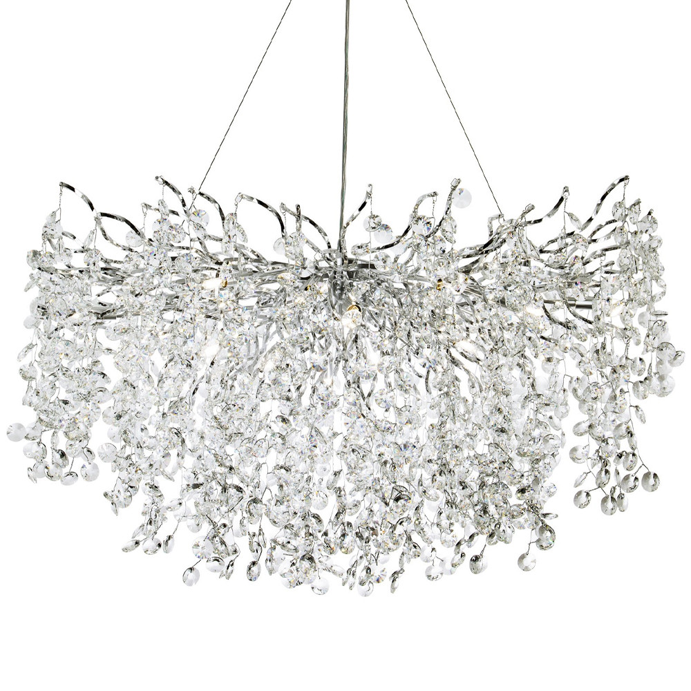 Люстра с хрустальными подвесками на металлических ветках Fairytree Light Silver Chandelier 18