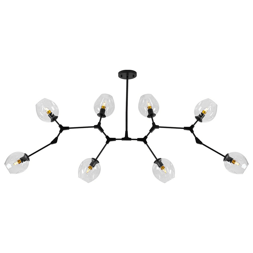 Люстра Сrumpled Glass Bubble Chandelier Black 8 плафонов