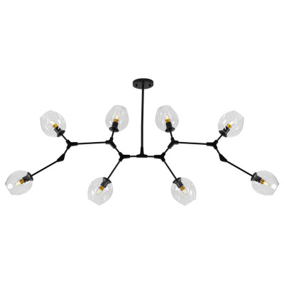 Люстра Сrumpled Glass Bubble Chandelier Black 8 плафонов