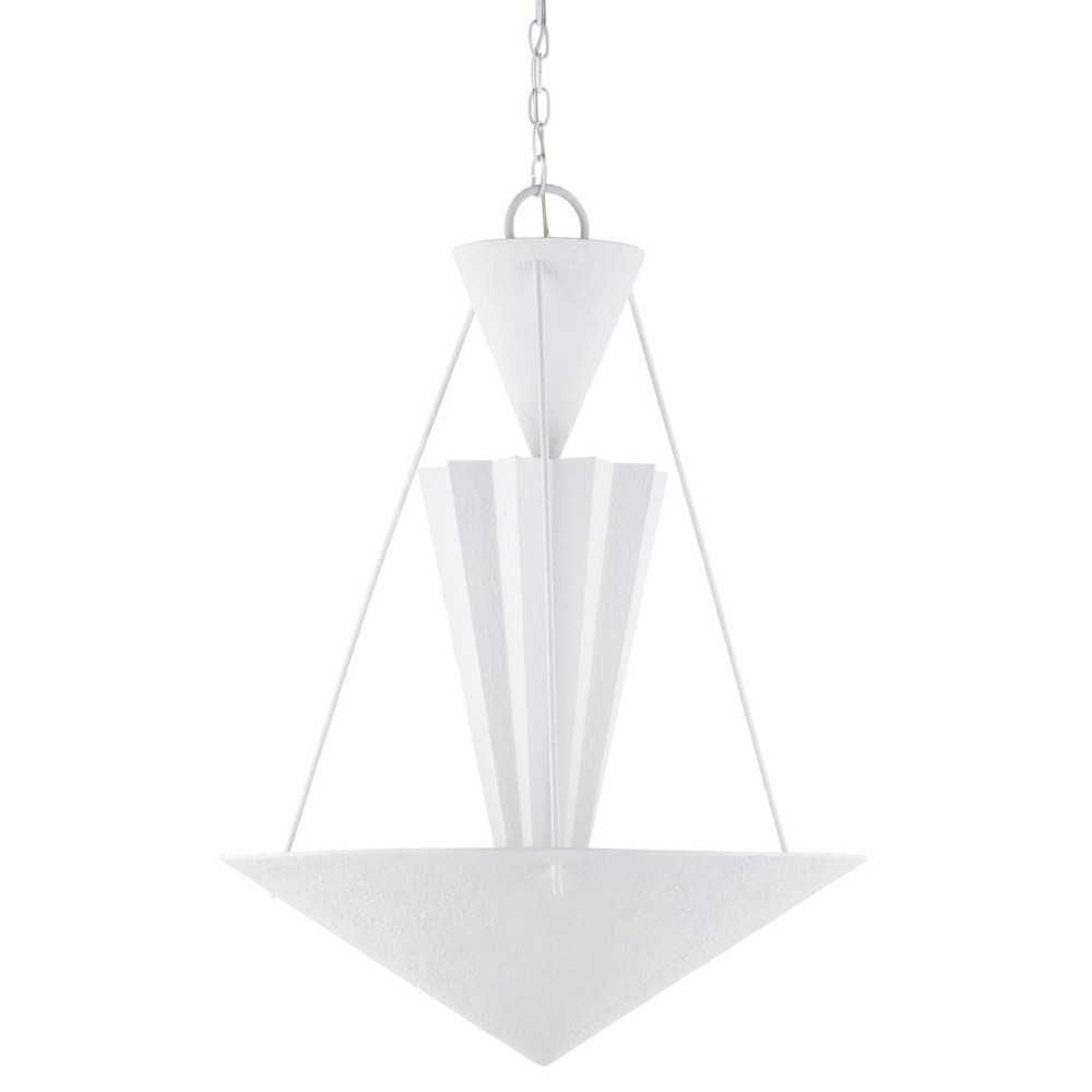 Люстра светодиодная белая геометрической формы с рифленым плафоном White Geometric Lamps