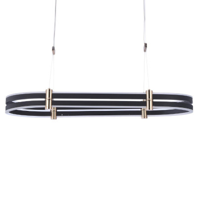 Люстра светодиодная в форме овала из акрила и алюминия с пультом для регулировки света Ring Horizontal Anthracite