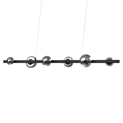 Люстра светодиодная линейная с 6-ю круглыми серыми плафонами Iona Chandelier Black