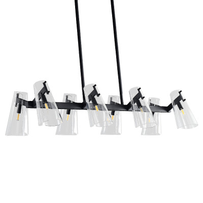 Люстра светодиодная с 8-ю прозрачными плафонами из акрила и стали Glass Cylinder Black