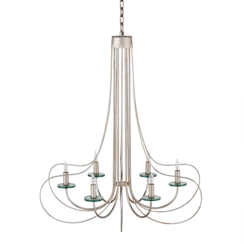 Люстра серебряного цвета с изогнутыми элементами каркаса Twisted Iron Chandelier