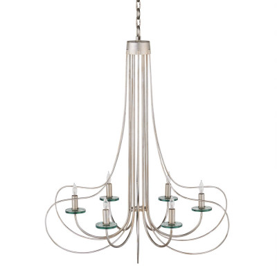 Люстра серебряного цвета с изогнутыми элементами каркаса Twisted Iron Chandelier