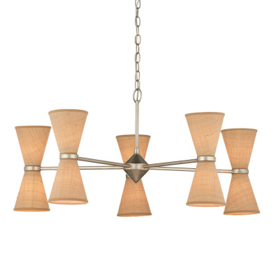 Люстра серебряного цвета с тканевыми абажурами Loft Rope Light