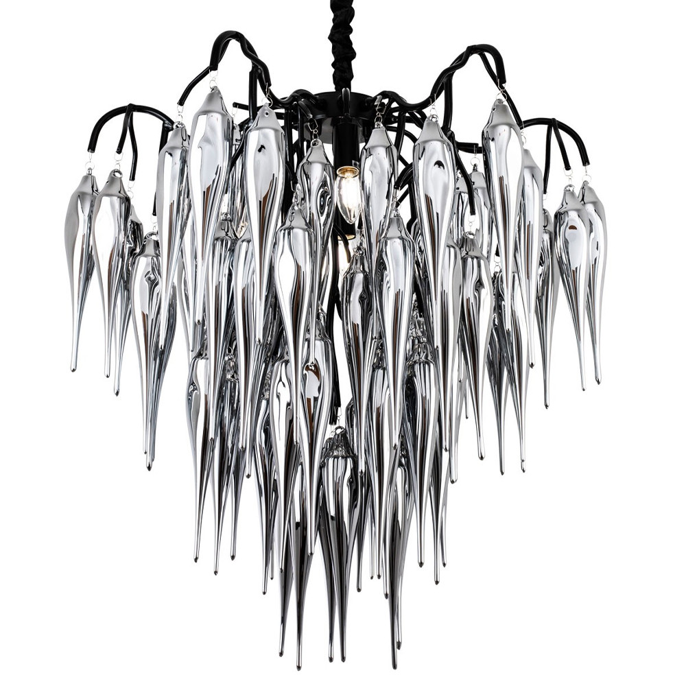 Люстра со стеклянными подвесками дымчатого цвета Ambre Glass Chandelier 70