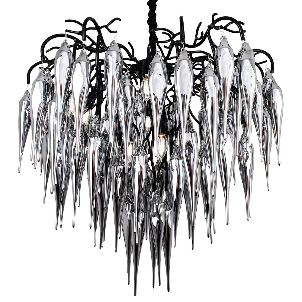 Люстра со стеклянными подвесками дымчатого цвета Ambre Glass Chandelier 80