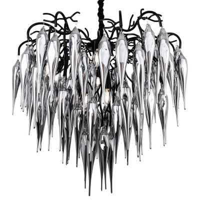 Люстра со стеклянными подвесками дымчатого цвета Ambre Glass Chandelier 80