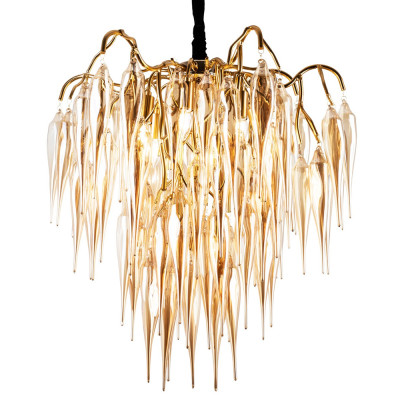 Люстра со стеклянными подвесками янтарного цвета Ambre Glass Chandelier 70