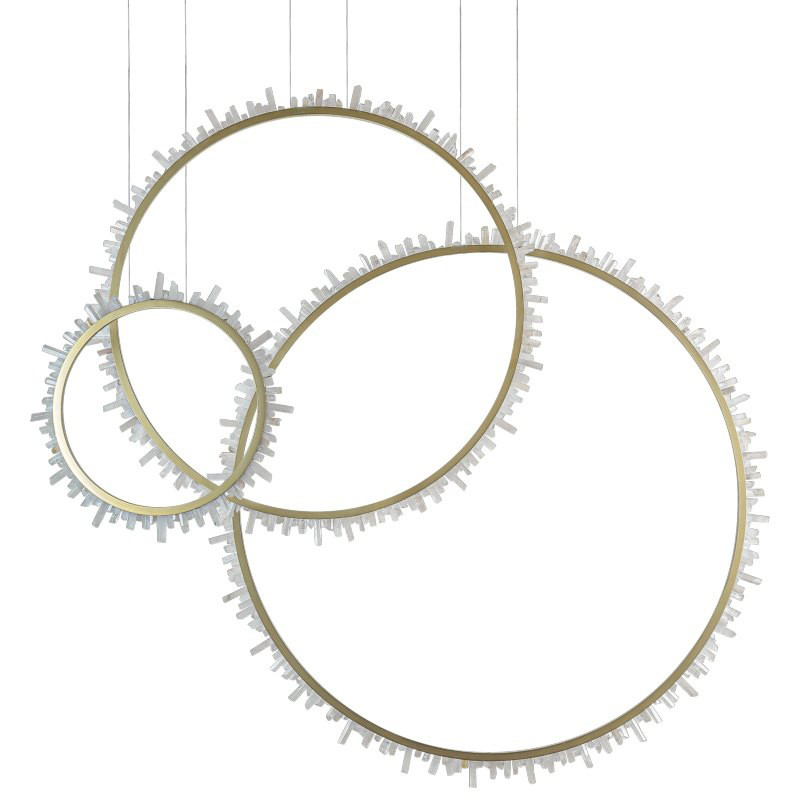 Люстра три кольца Vertical Crystal Gold Rings Chandelier