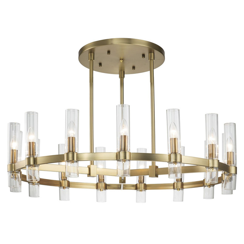 Люстра цвета матового золота с прозрачными плафонами Giostra D100 см