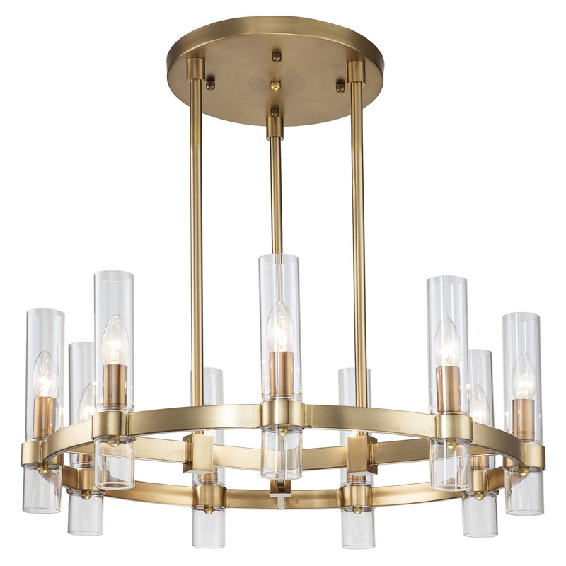 Люстра цвета матового золота с прозрачными плафонами Giostra D70 см