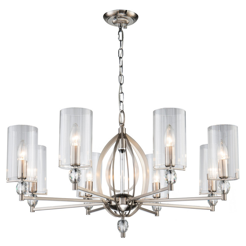 Люстра цвета никель с прозрачным плафоном Verge 8 ламп