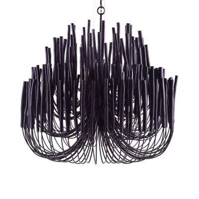 Люстра черная с несколькими ярусами деревянных палочек Bright Wooden Chandelier