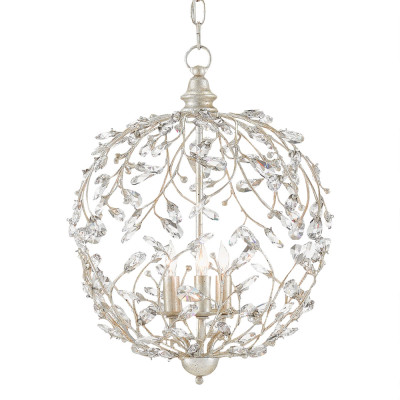 Люстра шарообразная с декором в виде прозрачных граненных листьев на ветках Crystal Branches