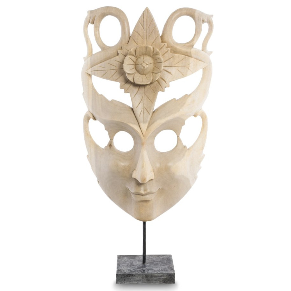 Маска ручной работы деревянная с резьбой Mask of Happiness