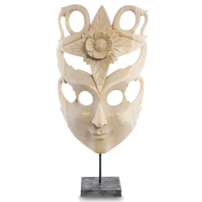 Маска ручной работы деревянная с резьбой Mask of Happiness