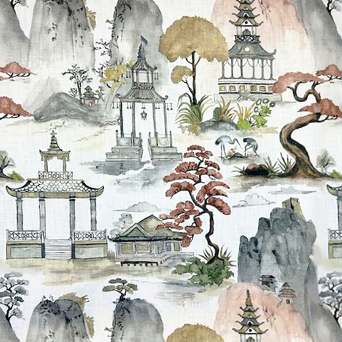 Ткань Japanese Landscape Beige Хлопок N 1186