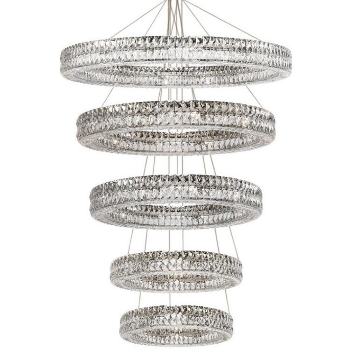 Многоярусная Люстра Elizabeth Хром Вертикальная композиция из пяти хрустальных светильников