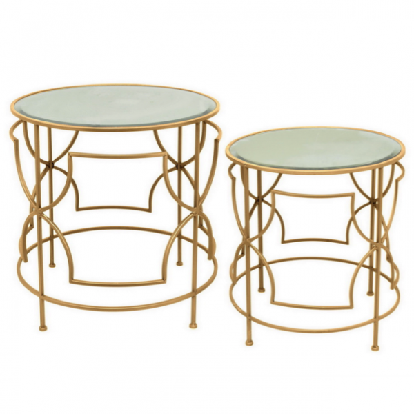 Набор из 2-х дизайнерских столов c зеркальной поверхностью Gold Bar