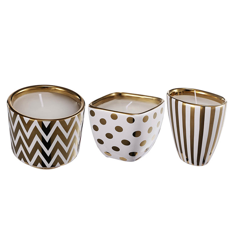 Набор из 3-х подсвечников Gold & White Ornament