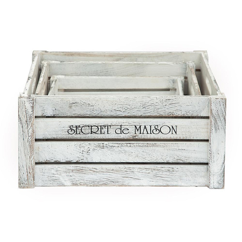 Набор из трёх ящиков Set of three antique white boxes