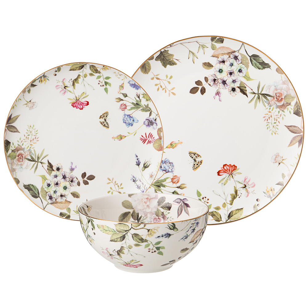 Набор посуды обеденный на 4 персоны 12 предметов Garden Whisper Porcelain Set