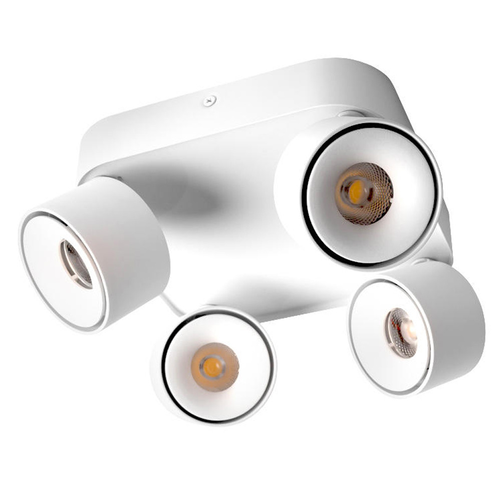 Накладной спот с 4-мя повортными цилиндрическими плафонами на квадартном основании Dynamic Edge