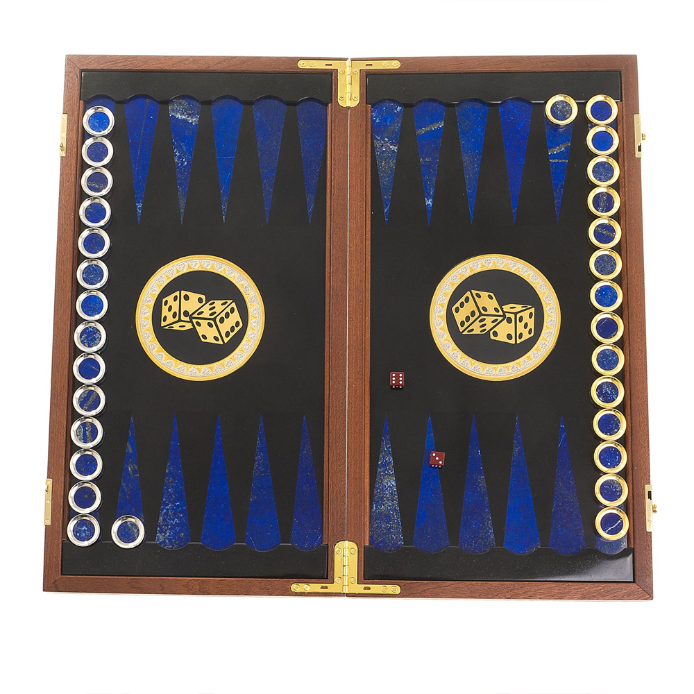 Нарды настольные из натурального камня лазурит и долерит Backgammon from Stone