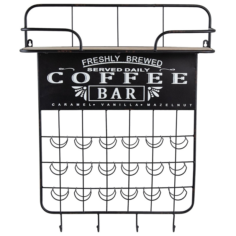 Настенная полка с крючками Coffee Bar