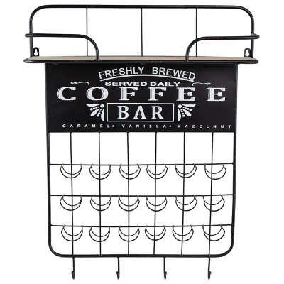 Настенная полка с крючками Coffee Bar