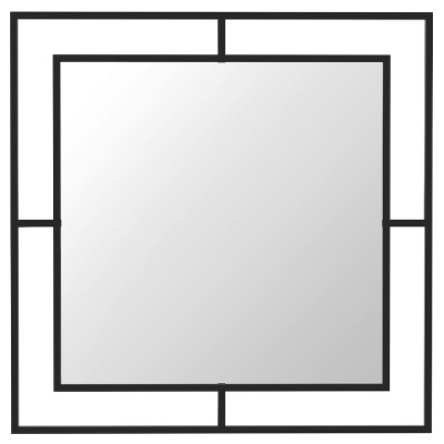 Настенное зеркало квадратной формы в черной металлической раме CORNER MIRROR BLACK