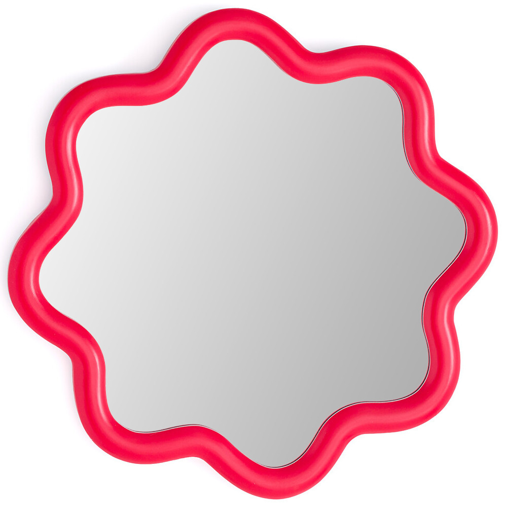 Настенное зеркало с волнистой рамой Mune Mirror Red