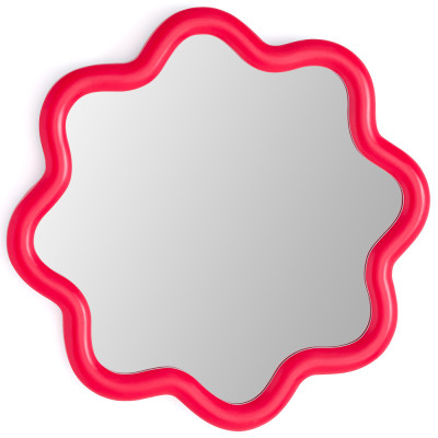 Настенное зеркало с волнистой рамой Mune Mirror Red