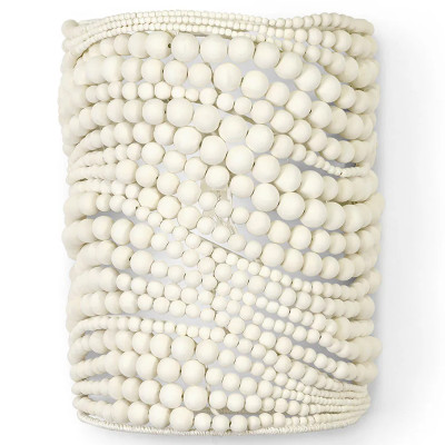 Настенный бра декорированный деревянными белыми круглыми бусинами White Wooden Beads Wall Lamp