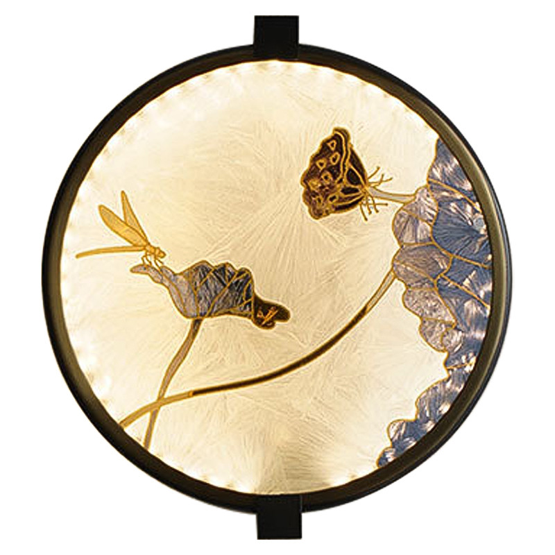 Настенный светильник Lotus Flowers and Dragonfly Round Wall Lamp