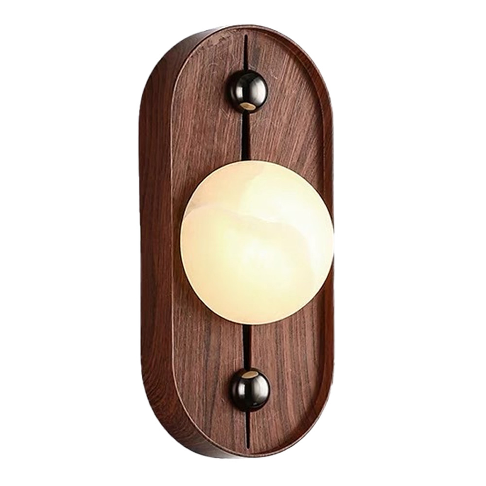 Настенный светильник овальный с деревянным основанием Wood Wall Lamp