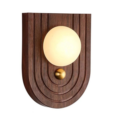 Настенный светильник с деревянным резным основанием Wood Wall Lamp