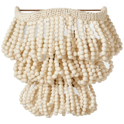 Настенный светильник с подвесками из деревянных бусин молочного цвета Wooden Beads Wall Lamp