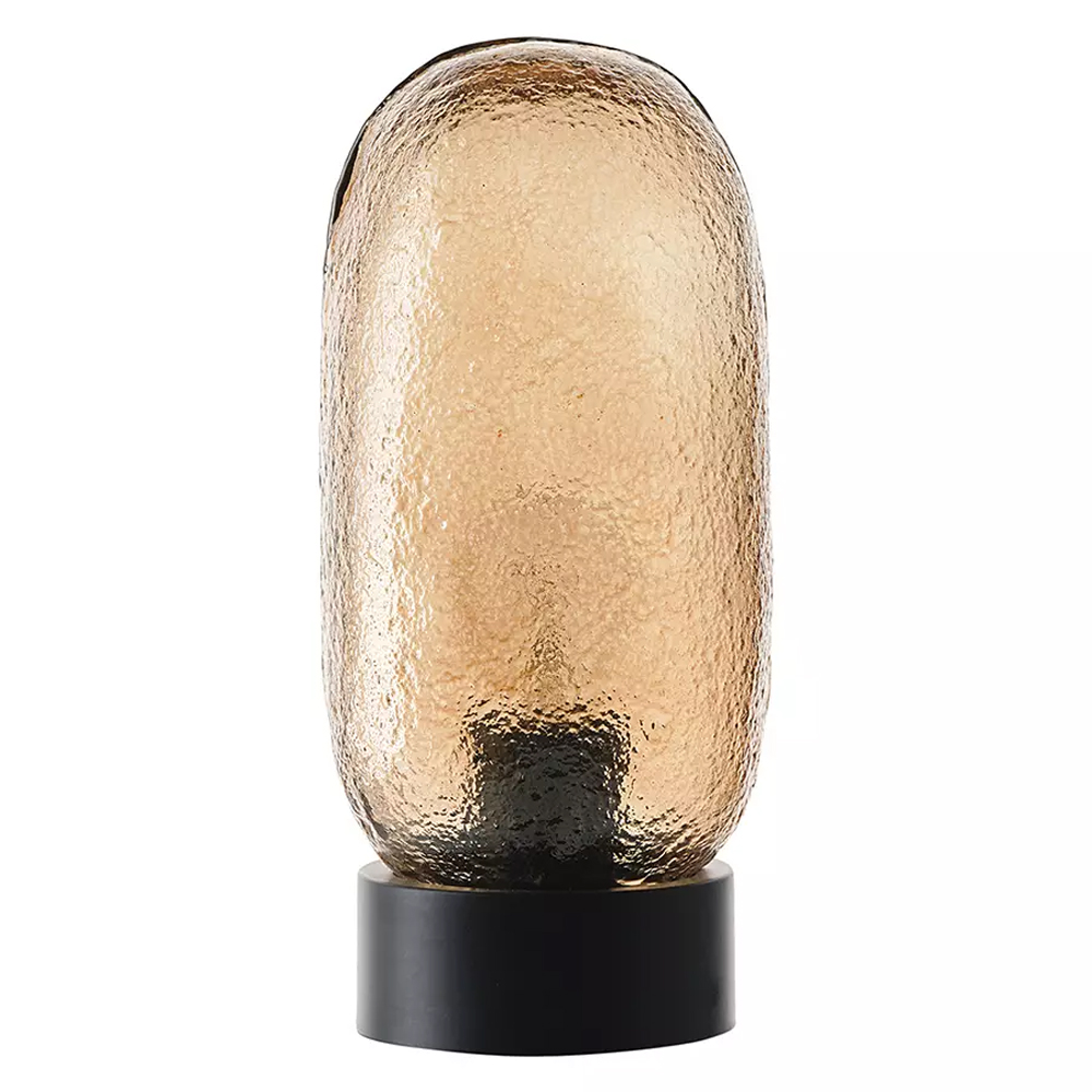 Настольная лампа  с янтарным рельефным плафоном Lamp with Frozen Glass Effect