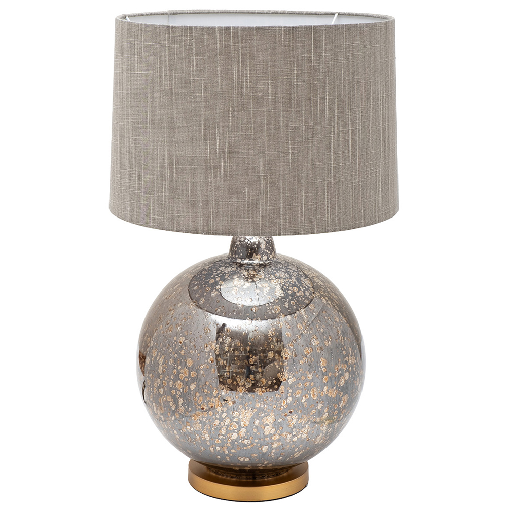 Настольная лампа c бежевым абажуром на круглом стеклянном основании Soft Pastel Light