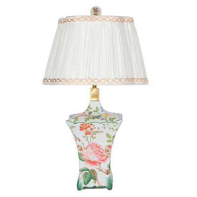 Настольная лампа белая с принтом Роза Rose