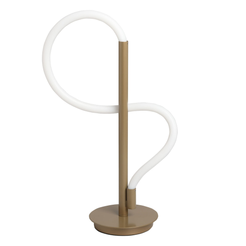 Настольная лампа белым изогнутым плафоном на круглой подставке Luke Lampco Tracer Lamp