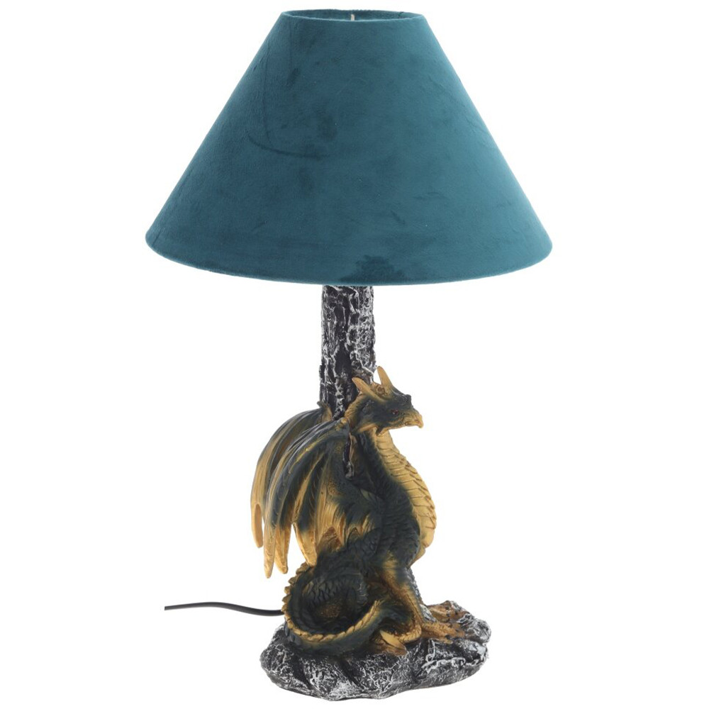 Настольная лампа Дракон Dragon Black Gold Table Lamp Синий Абажур